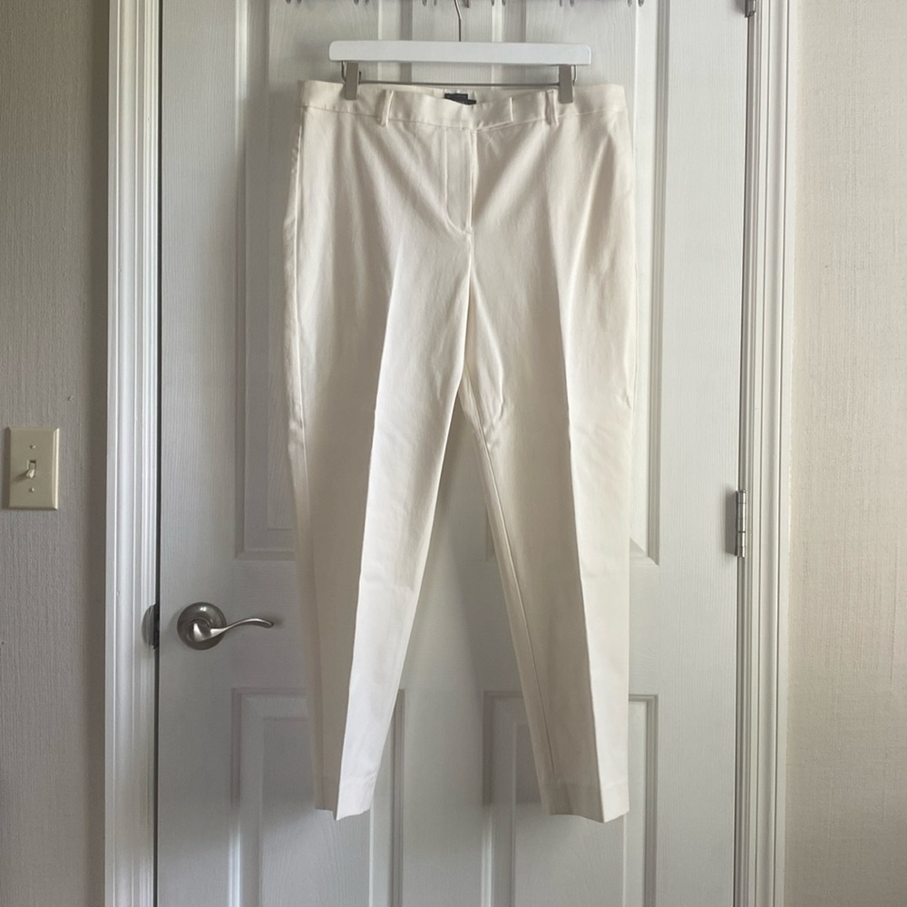 Talbots Womens Cream High Waist Slim Ankle Pant Size 14P; New w/ Tags